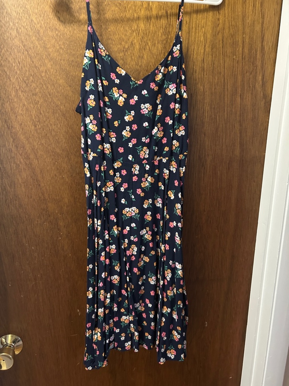 Navy Floral Slip Dress with Pink & Cream Blooms